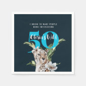 Wild Leopard Blue 50ste verjaardag Grappig Servet (Voorkant)