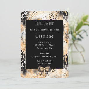 Wild Leopard Bow Animal Print Verjaardag Kaart