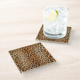 Wild Leopard Energie – Kleding met gewaagde dierpr Glazen Onderzetter