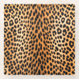 Wild Leopard Energie – Kleding met gewaagde dierpr Glazen Onderzetter