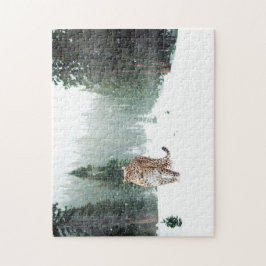 Wild Leopard in Snow Jigzaag Puzzle Legpuzzel
