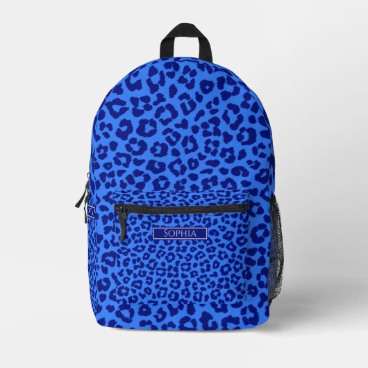 Wild Leopard Pattern-Blue Bedrukte Rugzak (Voorkant)