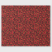Wild Leopard Pattern Verloving Gift Rood Naadloos Cadeaupapier (Vlak)