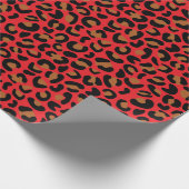 Wild Leopard Pattern Verloving Gift Rood Naadloos Cadeaupapier (Hoek)