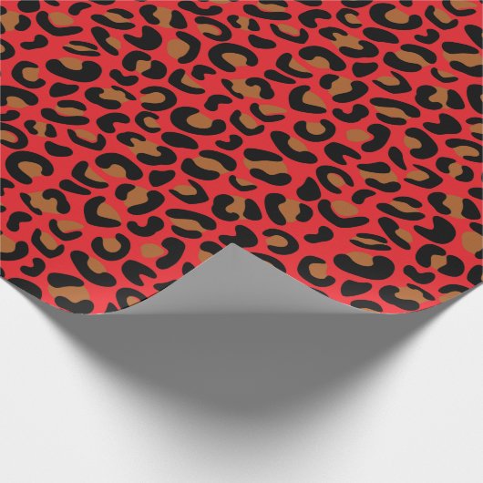 Wild Leopard Pattern Verloving Gift Rood Naadloos Cadeaupapier (Hoek)
