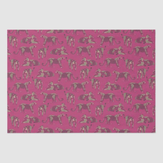 Wild Leopard Patterned Pink Tissuepapier (Voorkant)