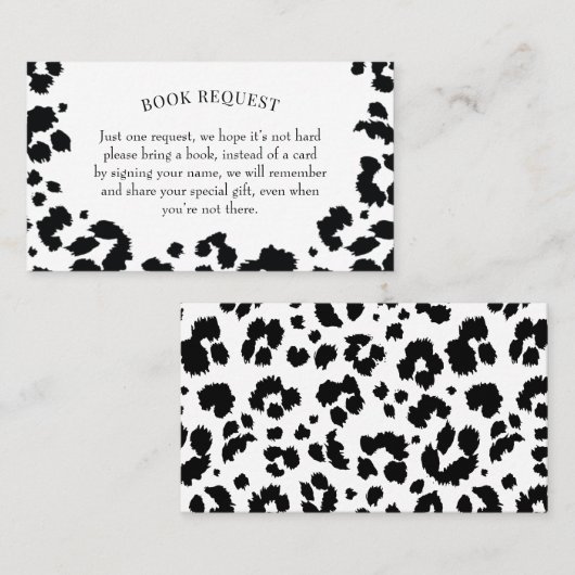 Wild Leopard Print Baby shower Book Request Card Visitekaartje (Voorkant / Achterkant)