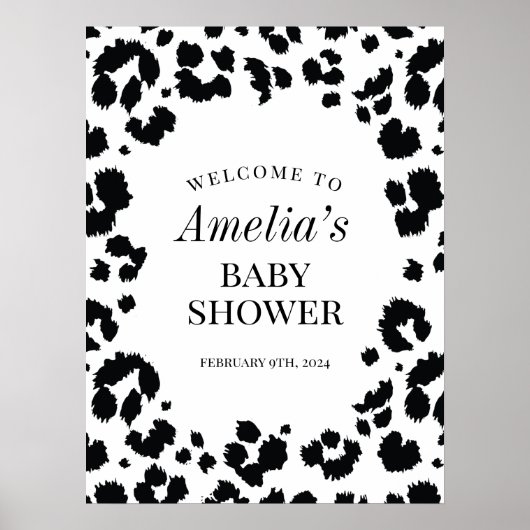Wild Leopard Print Baby shower Welkom Sign (Voorkant)