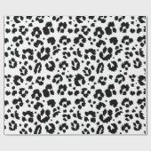 Wild Leopard Print Black White Wrapping Paper Cadeaupapier (Vlak)