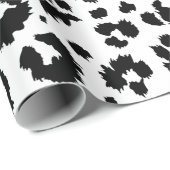 Wild Leopard Print Black White Wrapping Paper Cadeaupapier (Rol Hoek)