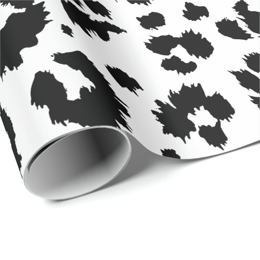Wild Leopard Print Black White Wrapping Paper Cadeaupapier (Rol Hoek)