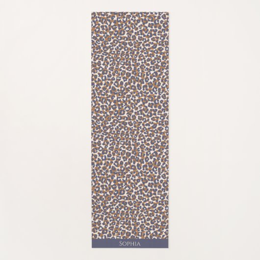 Wild Leopard Print-Blauw en Bruin- Yoga Mat (Voorkant)