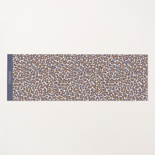 Wild Leopard Print-Blauw en Bruin- Yoga Mat (Voorkant (horizontaal))