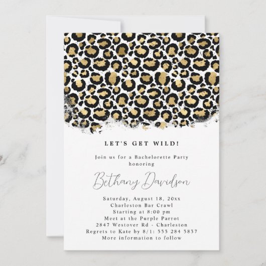 Wild Leopard Print Bruids Douche Uitnodiging (Voorkant)