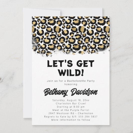 Wild Leopard Print Bruids Douche Uitnodiging (Voorkant)