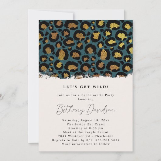 Wild Leopard Print Bruids Douche Uitnodiging (Voorkant)