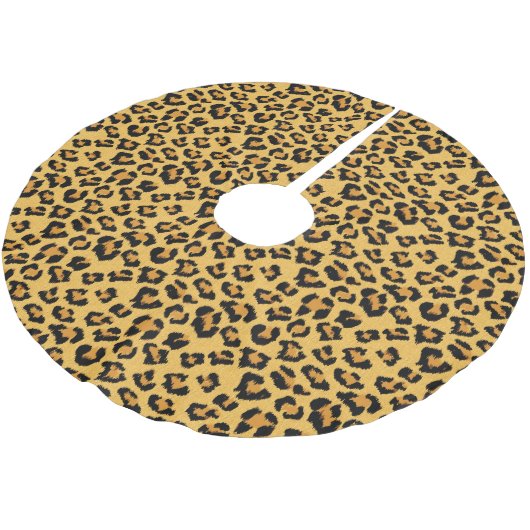 Wild Leopard Print Faux Bont Safari Patroon Kerstboom Rok (Gekanteld)