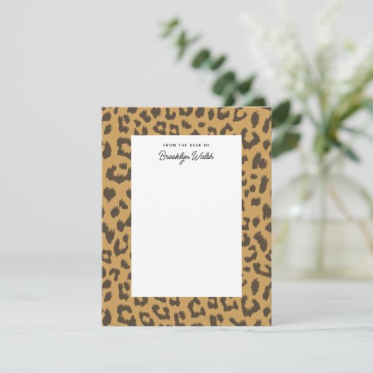 Wild Leopard Print Personal Flat Stationery Kaart (Staand voorkant)