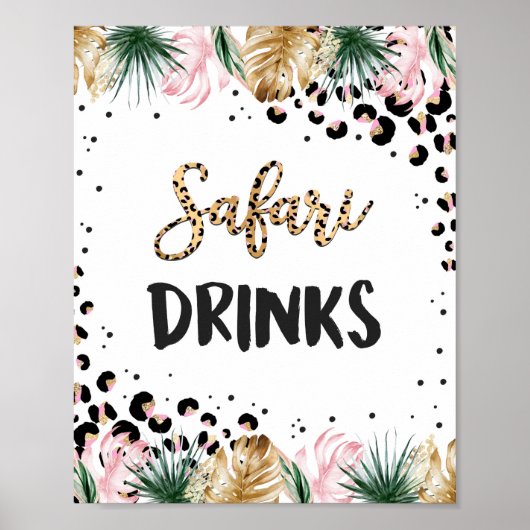 Wild Leopard Print Safari Drinken Birthday Sign (Voorkant)