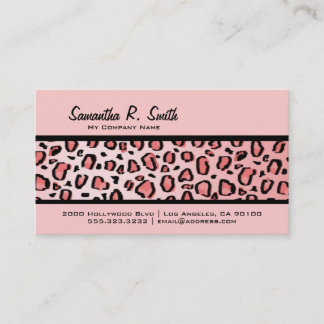 Wild Leopard Print Stripe Pink Visitekaartje
