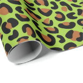 Wild Leopard Print Verjaardagscadeaus Groen Naadlo Cadeaupapier (Rol Hoek)