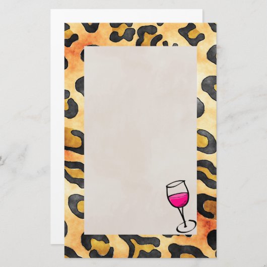Wild Leopard Spots Patroon met Wijnglas Briefpapier (Voorkant / Achterkant)