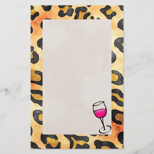 Wild Leopard Spots Patroon met Wijnglas Briefpapier (Voorkant)