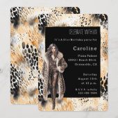 Wild Leopard Vrouw Coat Animal Birthday Kaart (Voorkant / Achterkant)