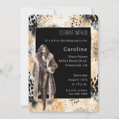 Wild Leopard Vrouw Coat Animal Birthday Kaart (Voorkant)