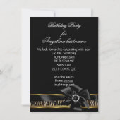 Wild Leopard Zebra Black Bow Gold Birthday Kaart (Achterkant)