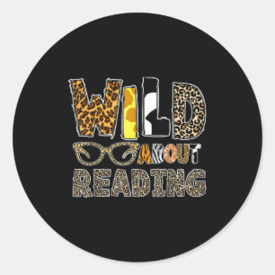 Wild lezend boek dier kinderboek liefhebber ronde sticker