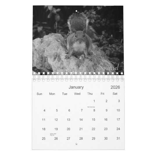 Wild Life Black en White Printed Calendar 2022 Kalender (Jan 2026)