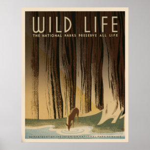 Wild Life De nationale parken WPA-vintage-poster Poster