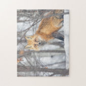 Wild Life Red Fox Hunting in Snowy Forest Winter Legpuzzel (Verticaal)