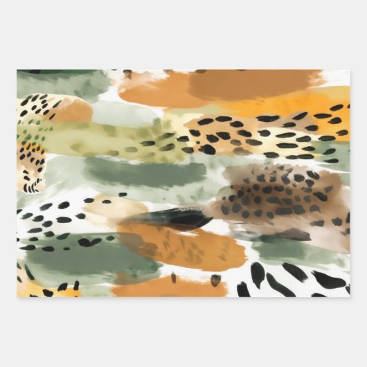 Wild Life Safari Bont Print Texturen Exotisch Oerw Inpakpapier Vel (Voorkant)