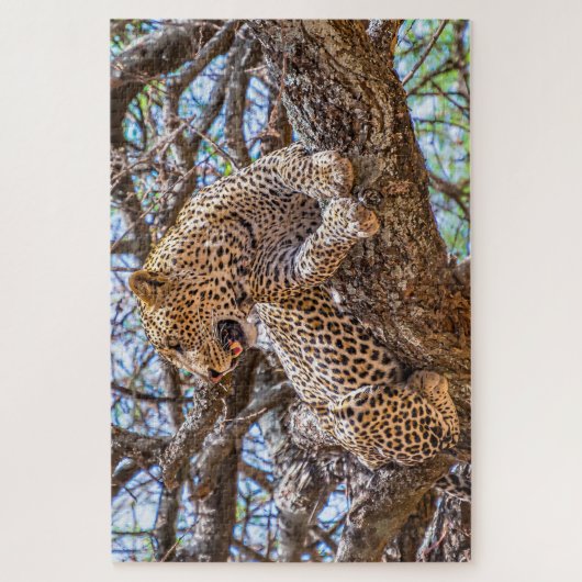 Wild Life Safari Luipaard Zittend In Een Boom 1014 Legpuzzel (Verticaal)