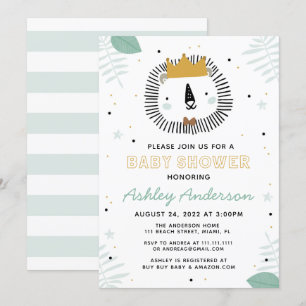 Wild Lion Baby shower Invitation Kaart