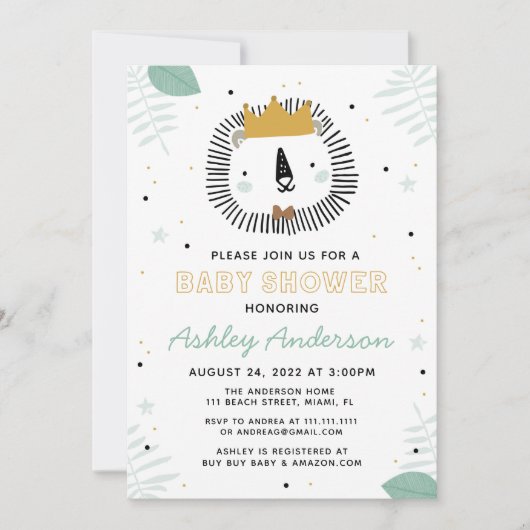 Wild Lion Baby shower uitnodiging (Voorkant)