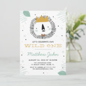 Wild Lion Birthday Party Invitation Kaart (Staand voorkant)