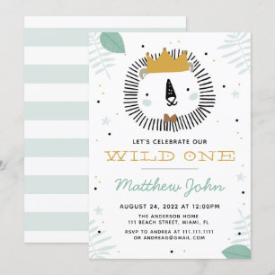 Wild Lion Birthday Party Invitation Kaart
