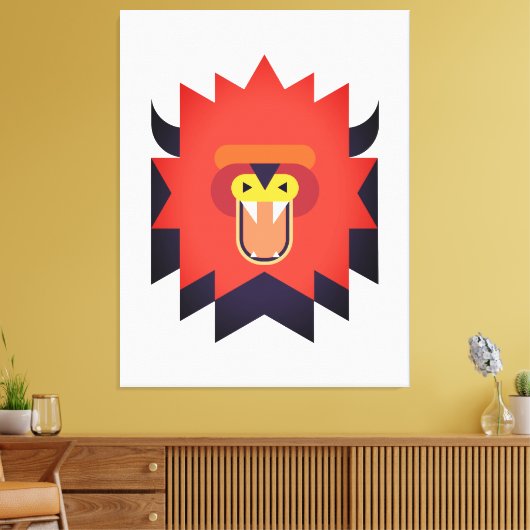 Wild Lion Cartoon Art Canvas Afdruk (Insitu (Woonkamer))