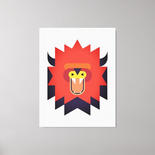 Wild Lion Cartoon Art Canvas Afdruk (Voorkant)