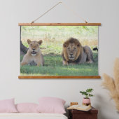 Wild Lion Couple op het Oerwoud Hangend Wandkleed (Slaapkamer)