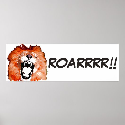 Wild Lion Pop Kunst Stripstijl Roar Script Poster (Voorkant)