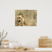 Wild Lion Safari Oerwoud Kunstwerk Foto Poster (Keuken)