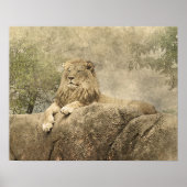 Wild Lion Safari Oerwoud Kunstwerk Foto Poster (Voorkant)