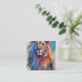 Wild Lion Vierkante Visitekaartje (Staand voorkant)
