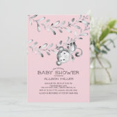 Wild Little Monkey Meisjes Baby shower Uitnodiging (Staand voorkant)
