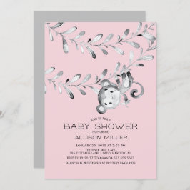Wild Little Monkey Meisjes Baby shower Uitnodiging