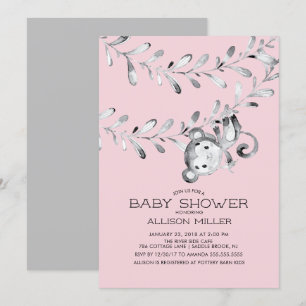 Wild Little Monkey Meisjes Baby shower Uitnodiging